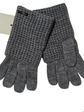 NWT All Saints Gloves Light Grey Mixed Stitch Knit Wool Blend Outdoor Winter
